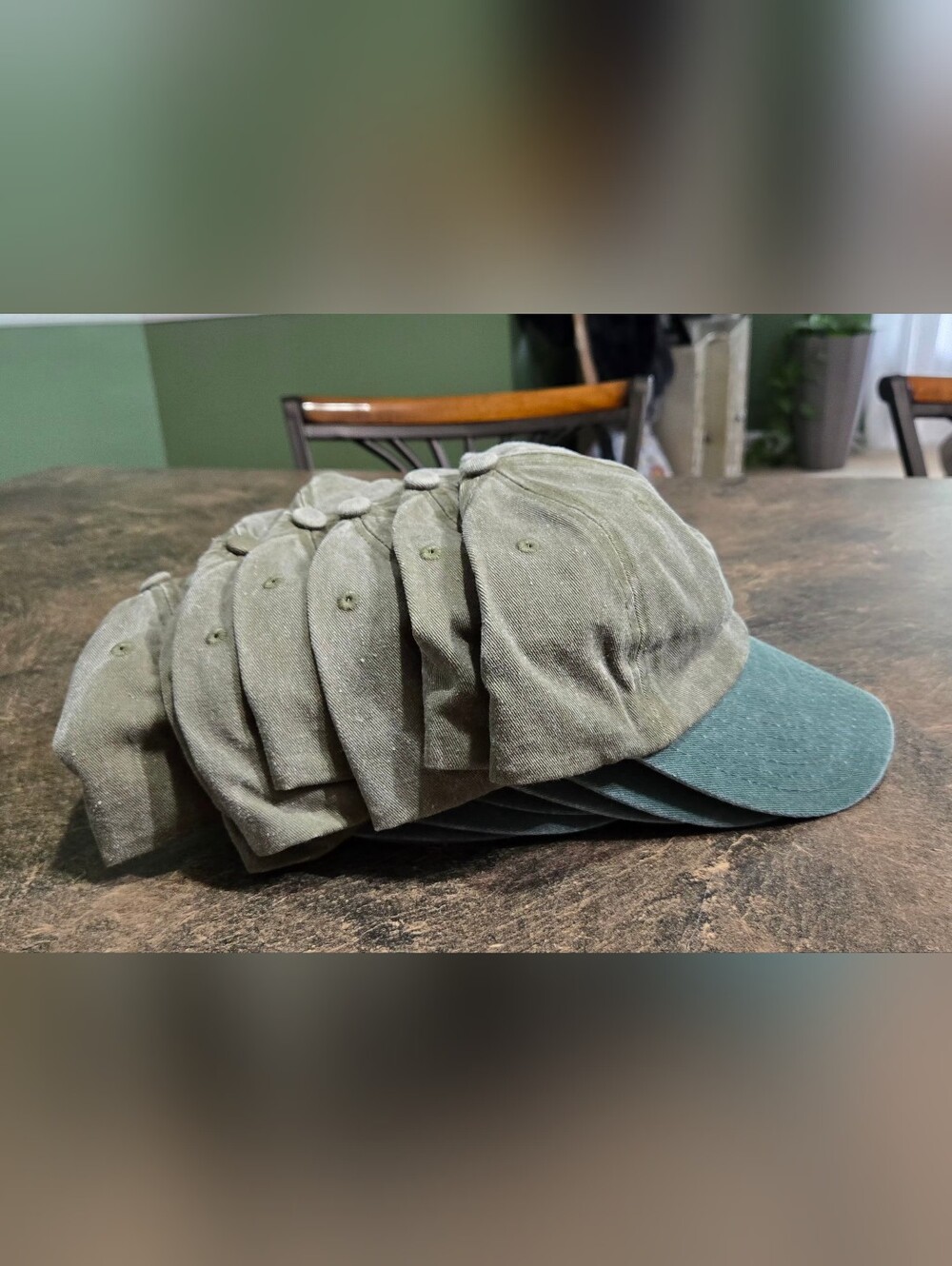 Men's Olive Green Unstructured Hat - Set Of 7, #1460, NWOT